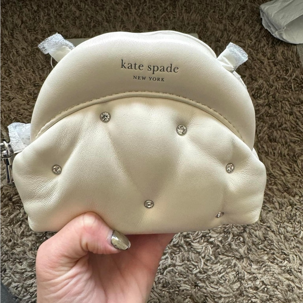 Kate spade Pearlized Smooth Quilted Leather cloud mini crossbody